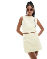 linen blend waistcoat and skort co ord in buttermilk