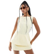 linen blend waistcoat and skort co ord in buttermilk
