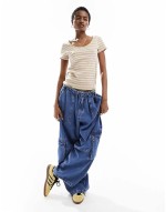 short sve fitted top with scoop neck in multi stripes