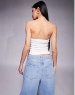 ruched front bandeau top in white
