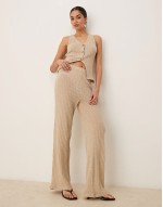 co-ord knit sveless waistcoat and trousers in stone