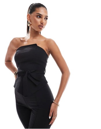 exclusive bengaline bandeau crop top co-ord in black