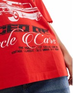 oversized t-shirt with classic car graphic in red