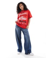 oversized t-shirt with classic car graphic in red