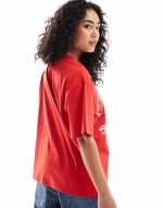 oversized t-shirt with classic car graphic in red
