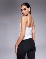 soft touch cami with ruched side and inner bra in white