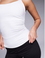 soft touch cami with ruched side and inner bra in white