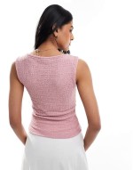 asymmetric textured waistcoat in pink