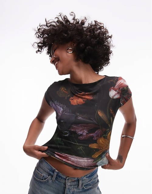graphic license national gallery Jacob van Walscapelle cap sve top in black