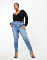 Curve long sve wrap top in black