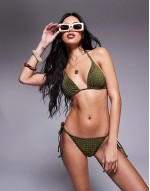Premium Lizzie seersucker bikini in khaki