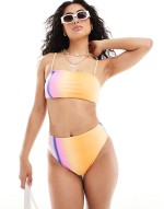 Lightweight ombre bralette bikini top and high waisted bikini bottom co-ord in blazin