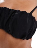 ruched detail bikini top in black