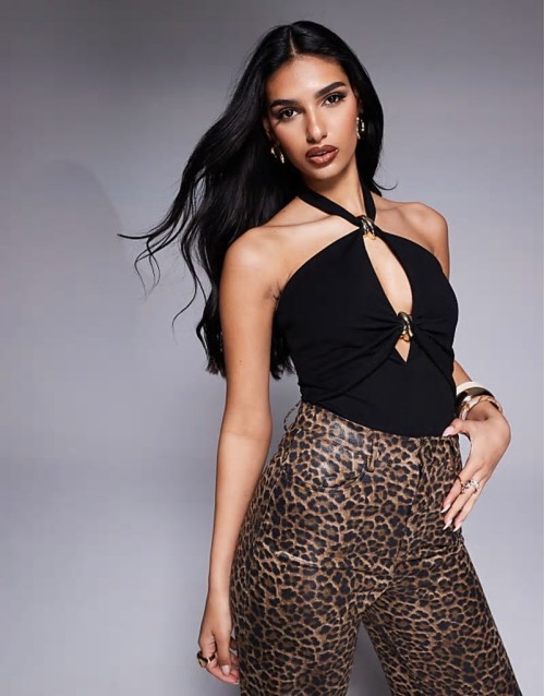 halterneck body in black