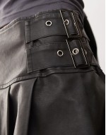 low rise pleated mini skirt in PU co-ord