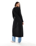 tie front maxi cardigan in black