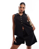 Premium bermuda linen short co-ord in black
