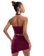 exclusive mesh cut out halterneck mini dress in purple