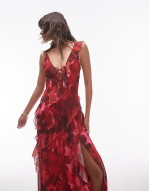 maxi slip dress with frills
