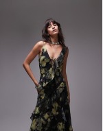 maxi slip dress with frills