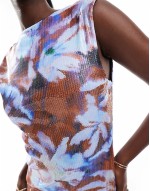 sequin scoop back sveless maxi dress in floral print