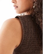 Athena shirred mini dress in chocolate brown