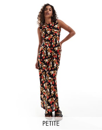 slash neck scoop back maxi dress in strawberry floral print
