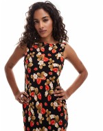 slash neck scoop back maxi dress in strawberry floral print