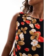 slash neck scoop back maxi dress in strawberry floral print