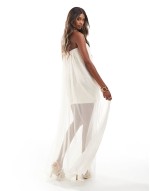 bandeau tulle maxi dress in ecru