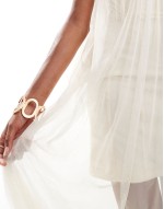 bandeau tulle maxi dress in ecru