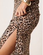 cowl neck maxi beach dress in leopard print