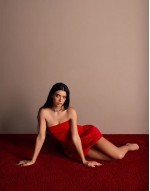 x Dixie D'Amelio bandeau puff ball mini dress in red