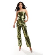 Lupe top and trouser co-ord in khaki chrome